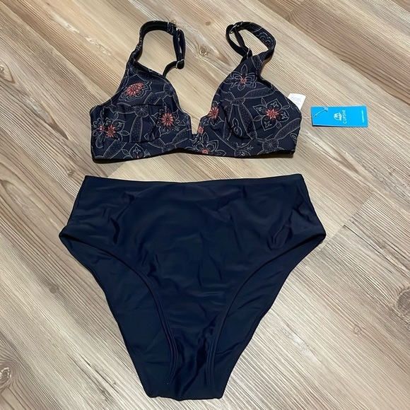 CUPSHE Bikini V Neck Bralette High Waist Ethnic Pattern Two Piece Swimsuit NWT S - Picture 3 of 9